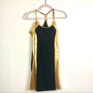 Sports Illustrated Black and Gold Racerback Mini Casual Retro Dress Size Small